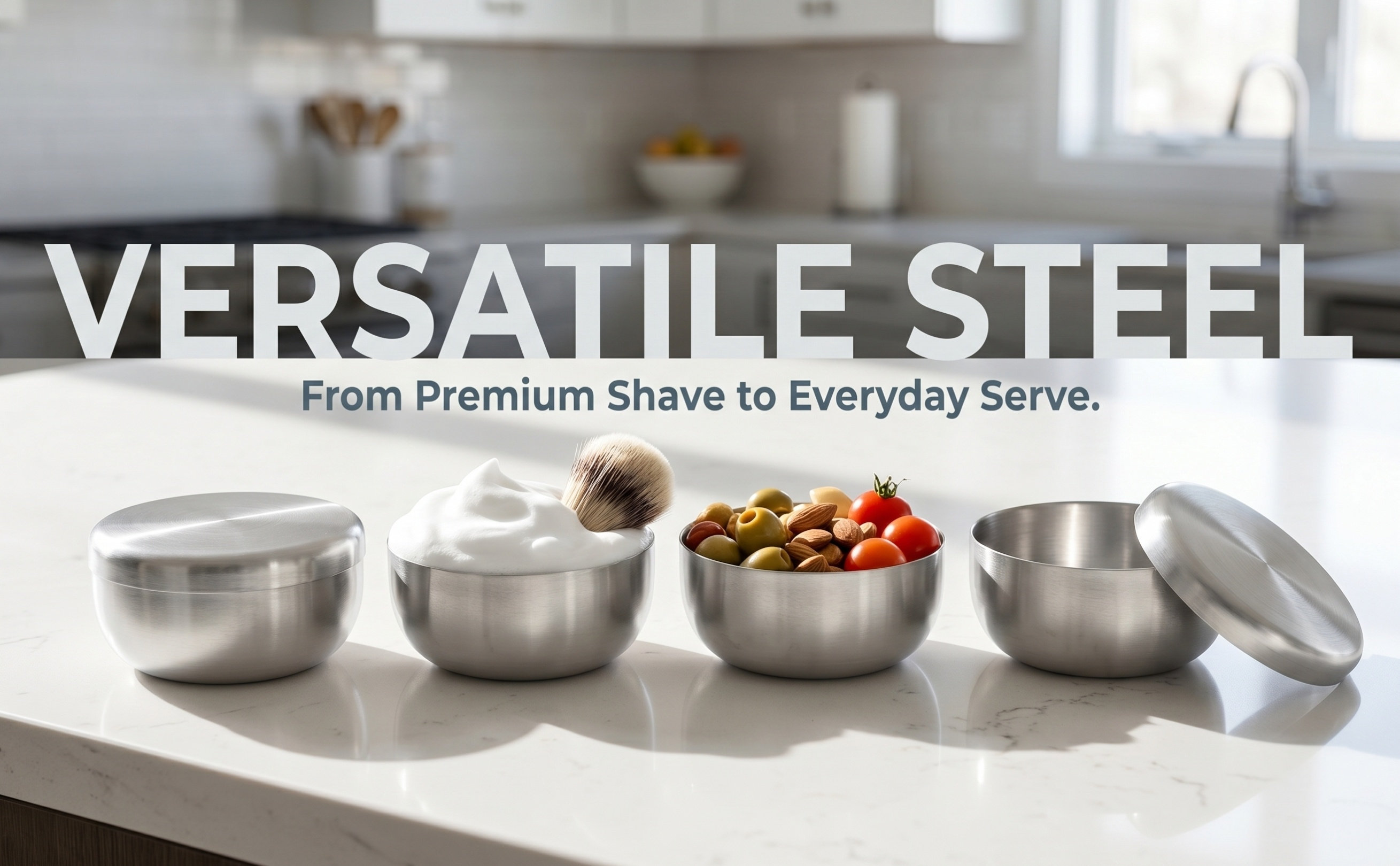 4Pcs Stainless Steel Shaving B - Shaving Cream 评论和价格
